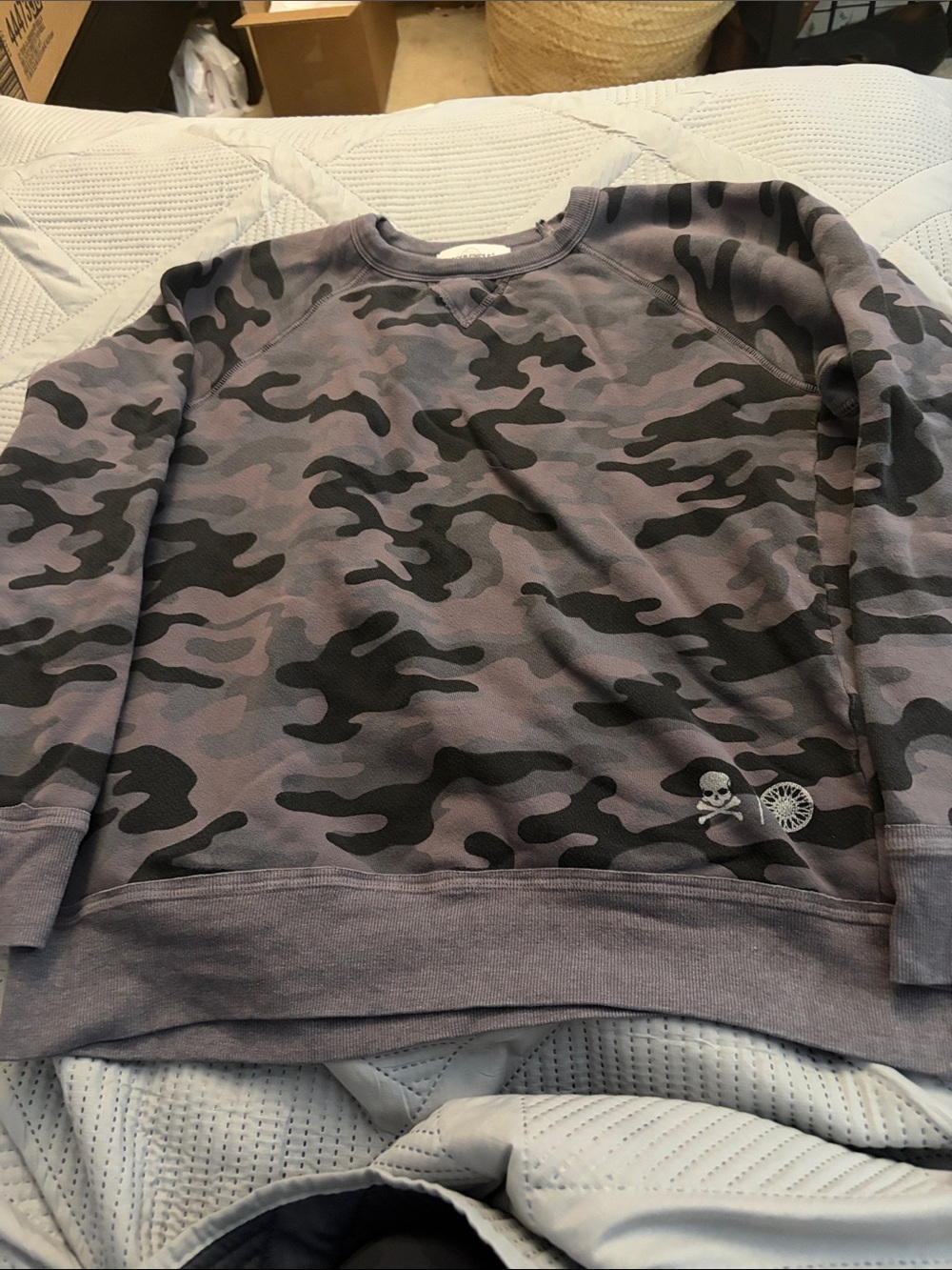 soulcycle Gray and Black Camo Crewneck